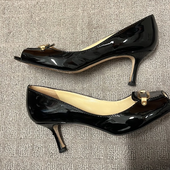 Jimmy Choo Patent Peep Toe Shoes - Picture 4 of 9